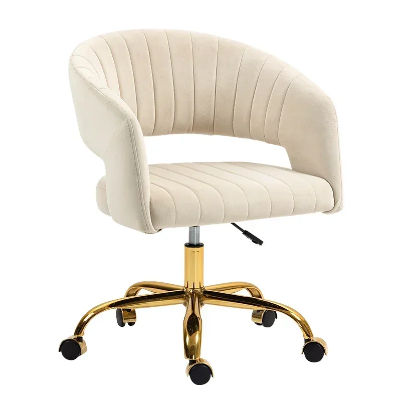 Portable Makeup Chair Modern Ergonomic Comfortable Velvet Leisure Armchair Chair White Leather Swivel Computer Chair