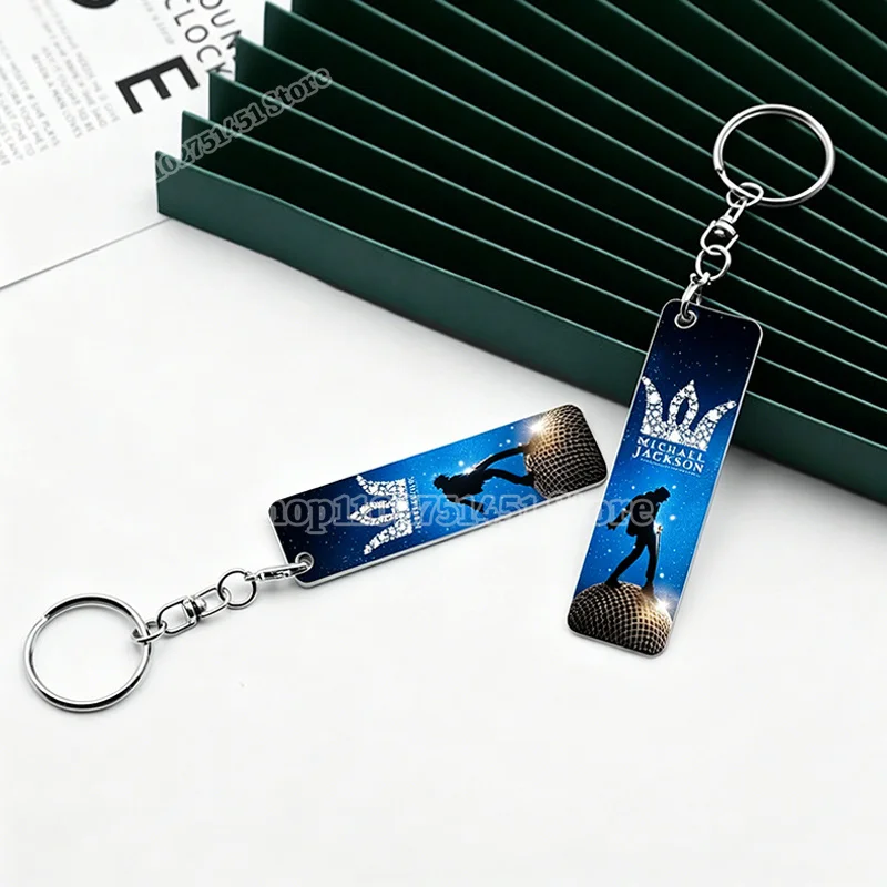 

Super Stars MJ Michael Jackson Keychains The King of Pop Keyrings Metal Pendant Accessories Surrounding Gift Backpack Charms
