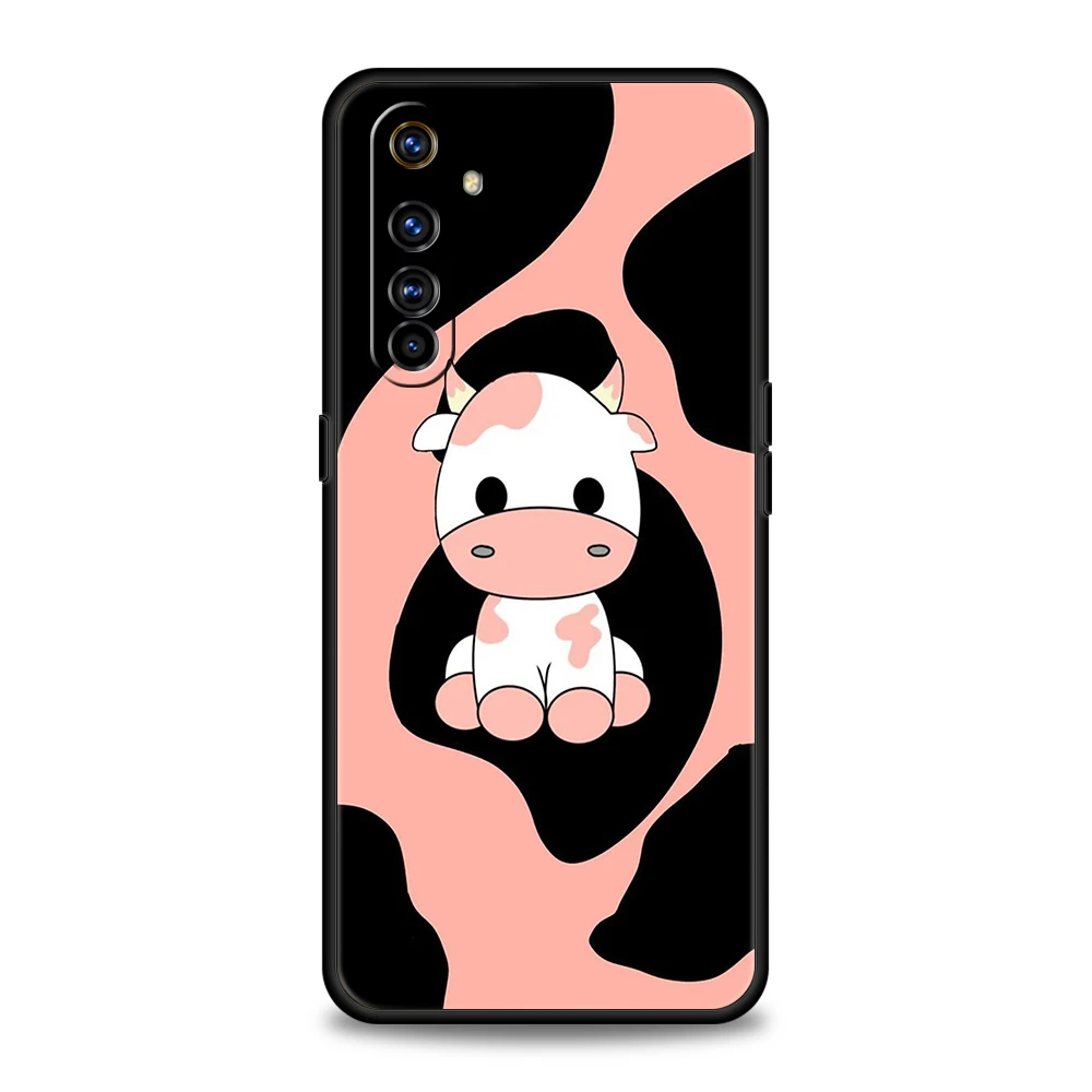 Soft TPU For Realme 13 12 11 10 Pro Plus GT2 GT3 GT5 C67 C63 C55 C21 C25 C35 Pro 5G Shockproof Phone Case Cute Milk Cow Fundas