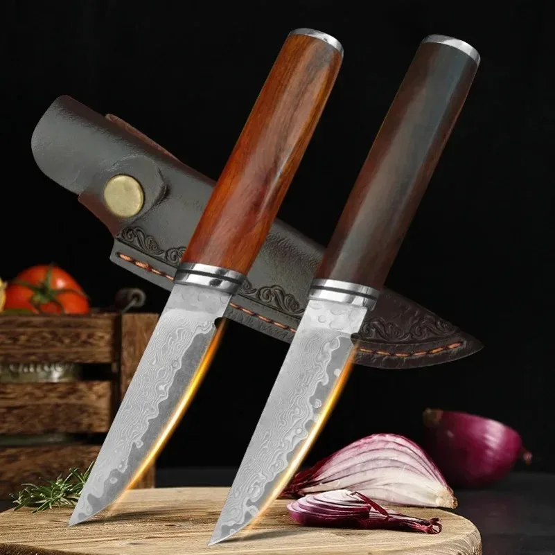 Holzgriff Damaszener Stahl Ausbeinmesser Damaszenermesser BBQ-Hackmesser Fleisch Gemüse Schneiden Fisch Küchenmesser Kochmesser