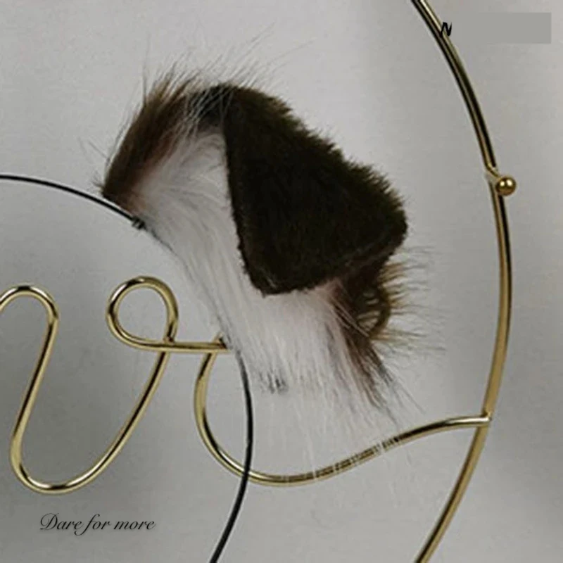 

CyNew Handmade Work Dark Brown Dog Ears Fold Style Hairhoop Hairbands Headband Headwear Cosplay Costume Accessories
