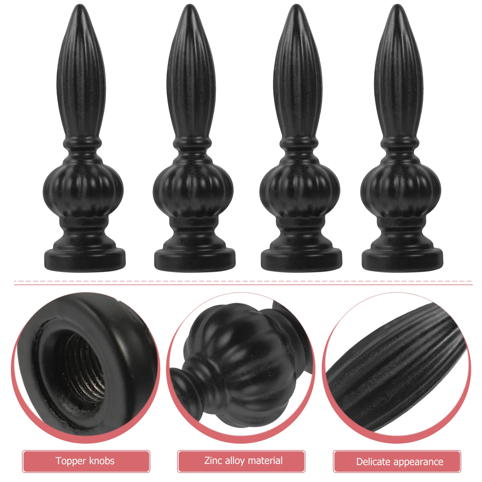 

4Pcs Lamp Finials Tapped Solid Metal Retro Light Screw Caps Lampshade Holder Decoration for Standing Table Floor Lamps