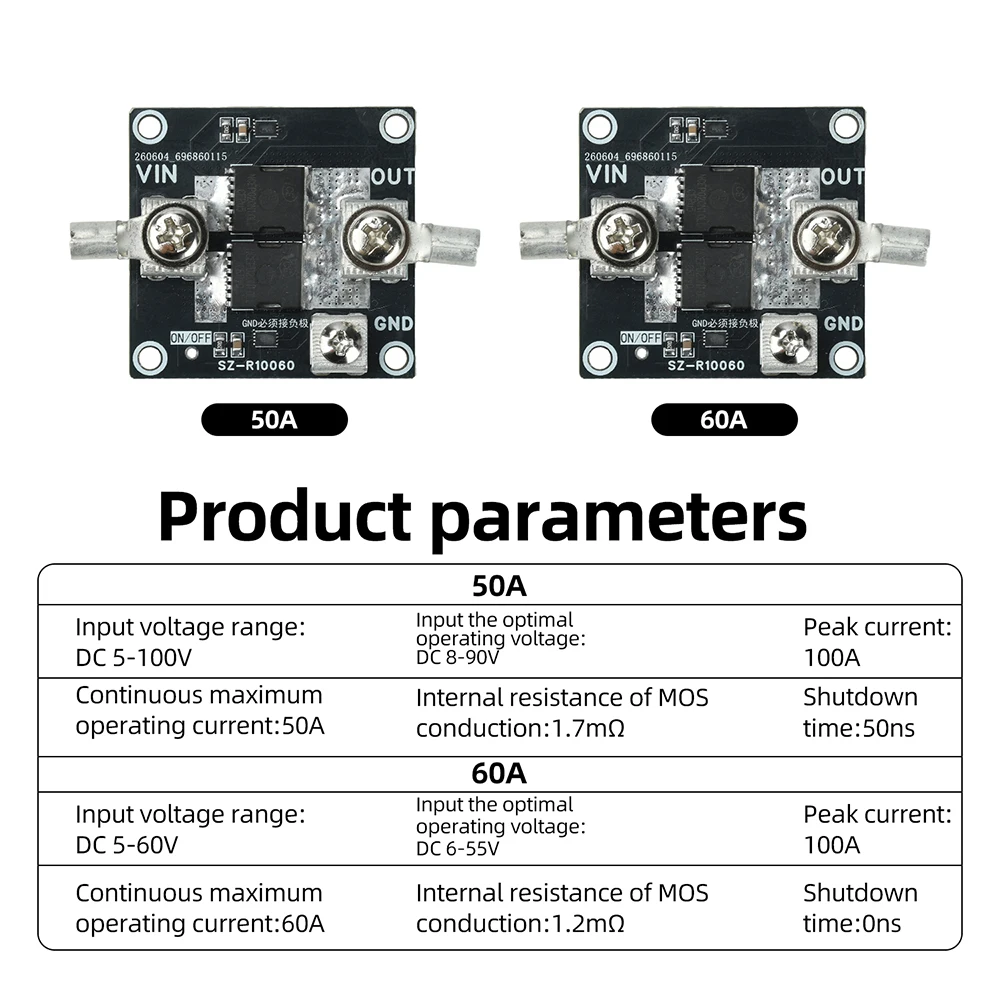 DC 5–100 V 100 A Hochstrom-ideal-Diodenmodul mit Dual-Chip-Steuerung, Solar-Rücklaufbatterie, Schutz vor umgekehrter Verbindung – Detail 16