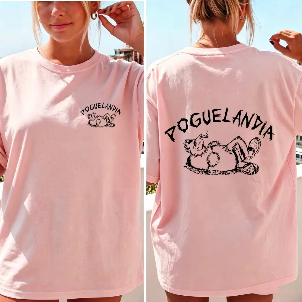 Outer Banks‑Inspired Cotton T‑Shirts Double‑Sided Poguelandia Sketch Graphic Tee TV Show Pogues Fan Merch Casual Streetwear Tops