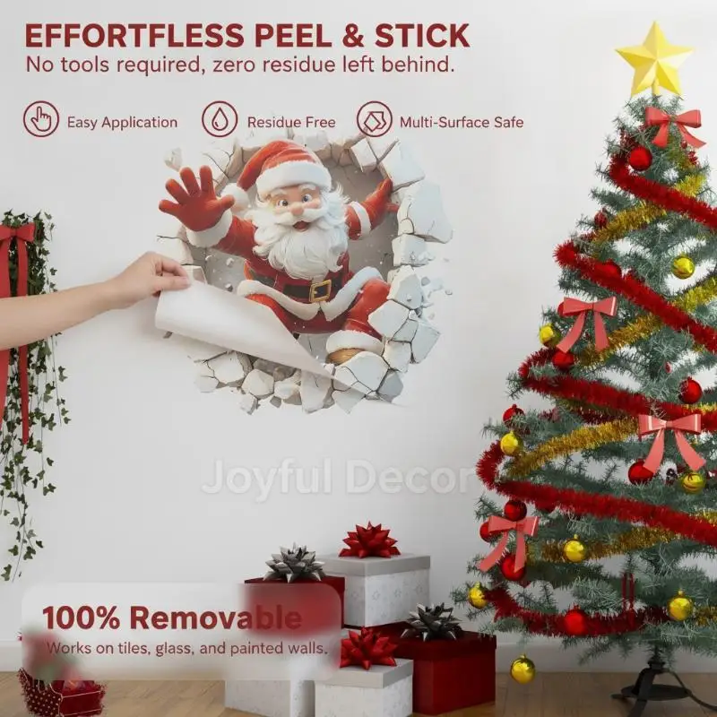 Self-Adhesive Christmas Wall Decals Waterproof Removable Door Stickers for Office Xmas Party Window Decor