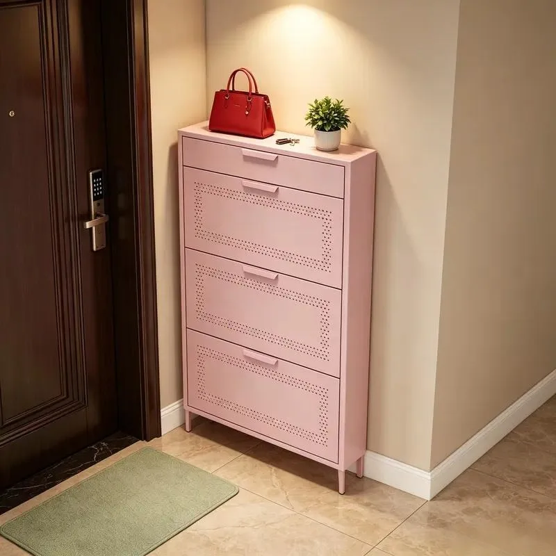 Eco Friendly Formaldehyde Free Metal Shoe Rack for Narrow Entryway Apartment Storage Cabinet Space Saving Organizer