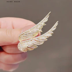 Trendy Rhinestone Angel Wings Brooches For Women Men Suit Dress Elegant Feather Brooch Pins Office Party Jewelry Gifts