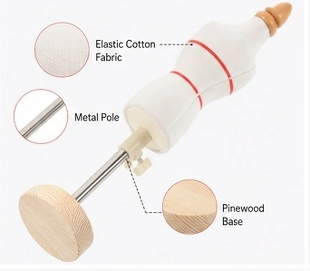 1 4 Scale Mini Tailor Dressmaker Mannequin Beige Sewing Mannequin Adjustable Height Cotton Fabric Pinewood Base Clothing Display
