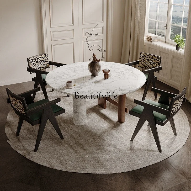 10*Modern Simple Luxury Stone Dining Table Restaurant Home Designer Private Club Marble Wabi Sabi Wind Round Dining Table