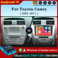 Android 15 Multimedia Player For Toyota Camry XV40 2005-2011 Carplay Android Auto Radio Car Radio 4G Navigation GPS RDS DSP WIFI
