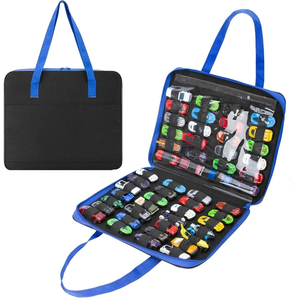 Double Sided Vehicle Storage Pouch 52 Compartments Clear Window Diecast Car Display Bag Removable Pocket Lightweight