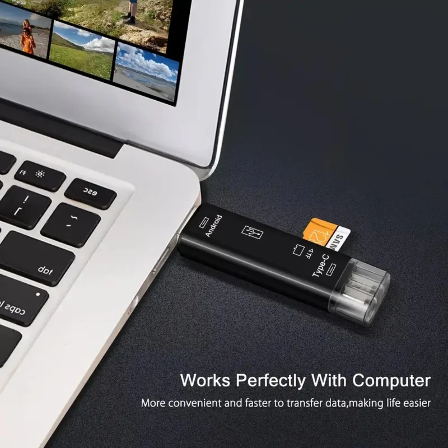 1pc USB Type-C And Micro USB OTG Card Adapter 5-In-1 USB Type-C Reader Flash Stick TF Read Plug For Mobile Phone PC Mac Computer