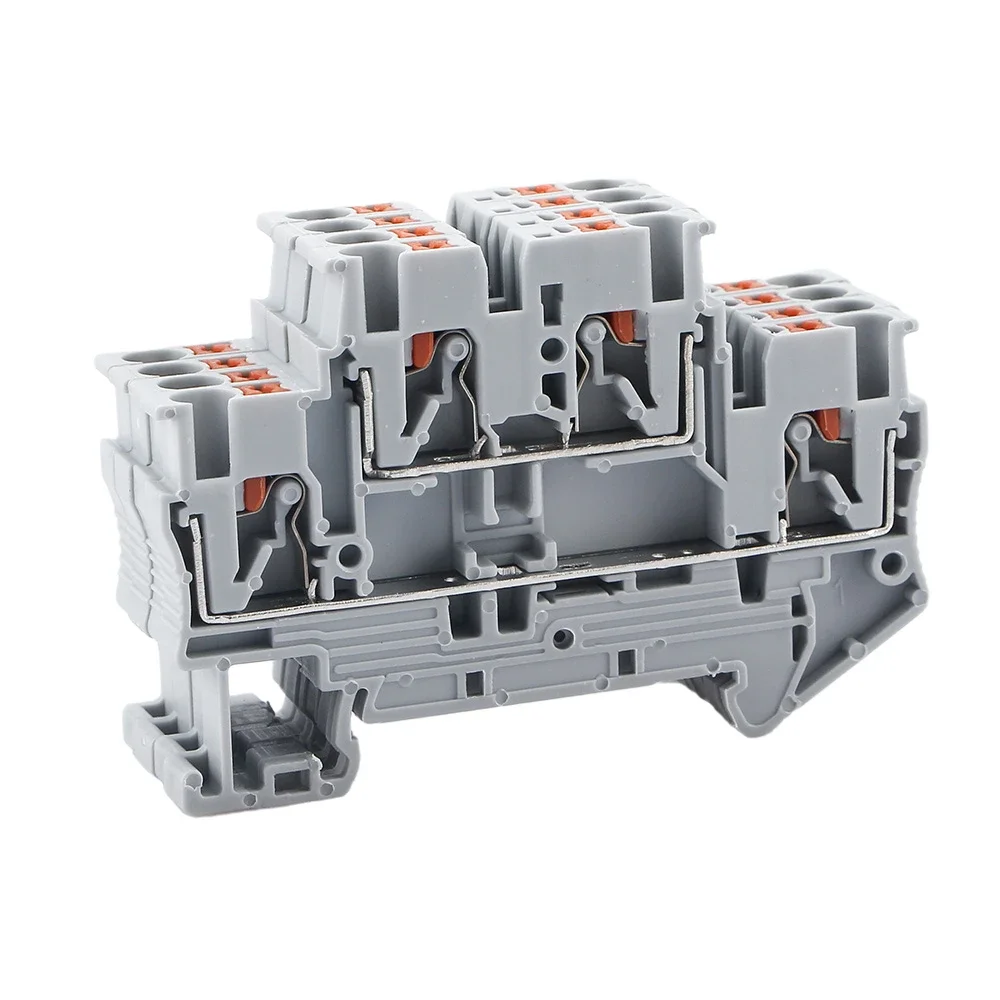 Imagem -04 - Din Rail Terminal Block Pttb2.5 Conector Elétrico Dupla Camada Primavera Fiação Conexão Fio Condutor Bloco Terminal 50 Pcs