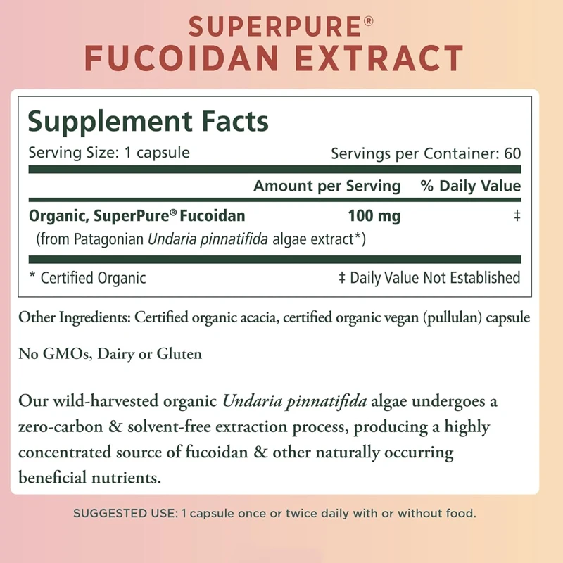 Superpure Fucoidan Extract || Organic Pectin Supplement || Gluten Free Adhesive From Brown Seaweed || Promotes Immune