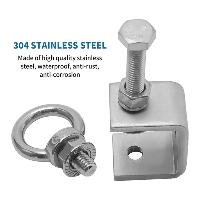 

B08B-1" 25Mm C-Clamps Set Of 6, Stainless Steel Clamps With M8 Screw Ring, U-Clamp I- Design