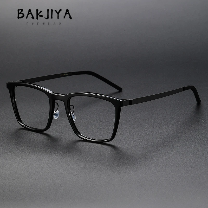 Denmark Brand Designer Retro Square Glasses Frame Men Fashion Acetate Titanium Screwless Eyeglasses Full Frame No screws Eyewear