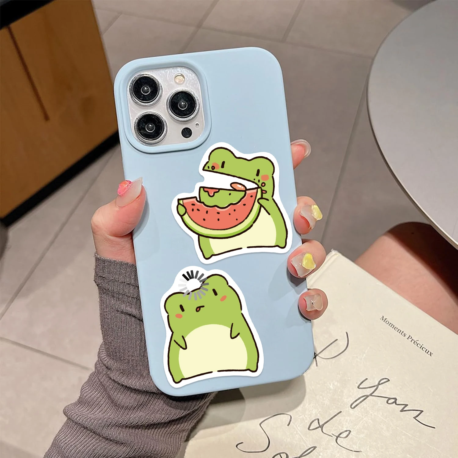 50 Uds. De pegatinas de PVC de rana pequeña, papelería estética, suministros escolares, decoración artesanal, álbum de recortes coreano para niños, resistente al agua