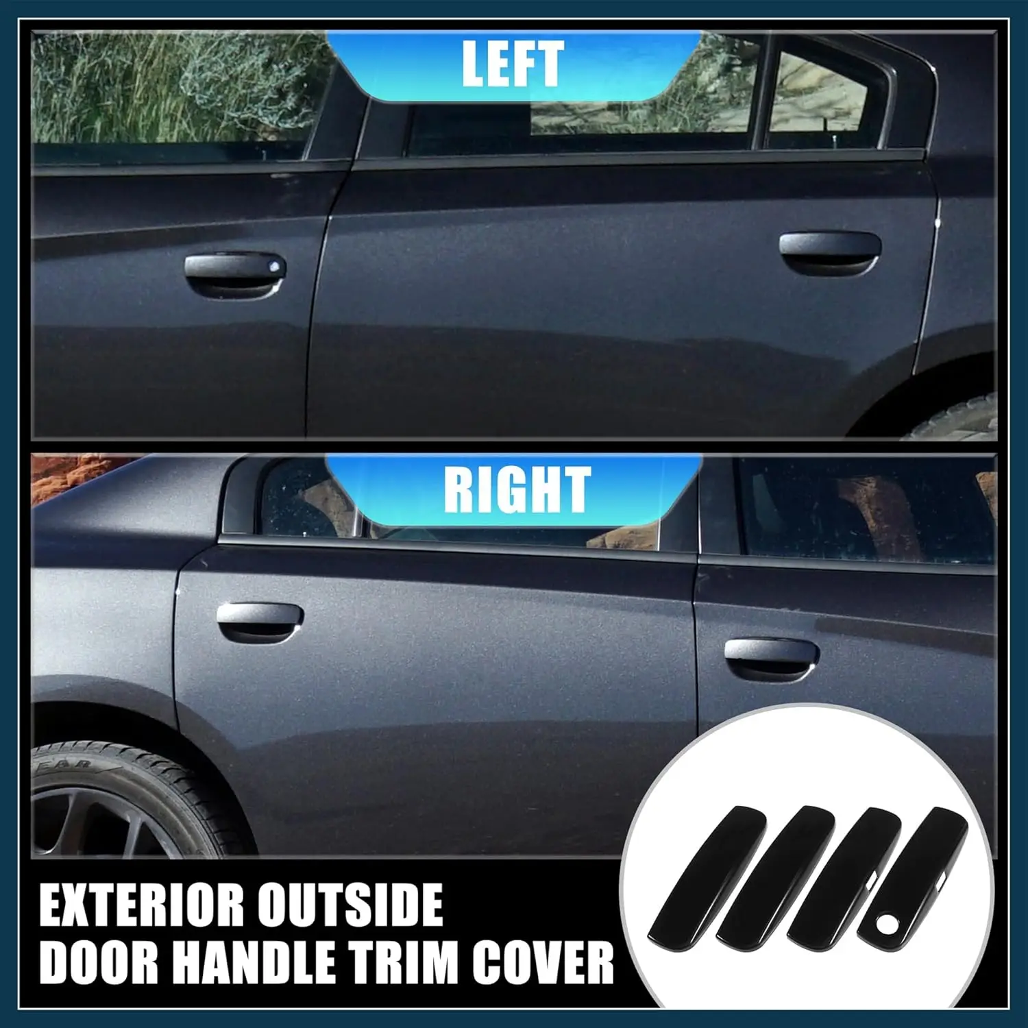 

Car Door Handle Cover Trim Exterior Decorative Protector Waterproof ABS Handle Overlay for Dodge Charger 2011-2021 4pcs