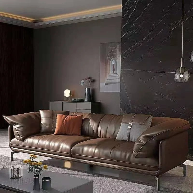 Italian Customized Chesterfield Luxury Modern Living Room Sofas Genuine Leather Couch