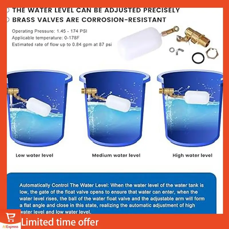 Fresh 2Piece 1/2 Inch Float Valve, For Pond Float Valve Shutoff Auto Fill Water Float Valve