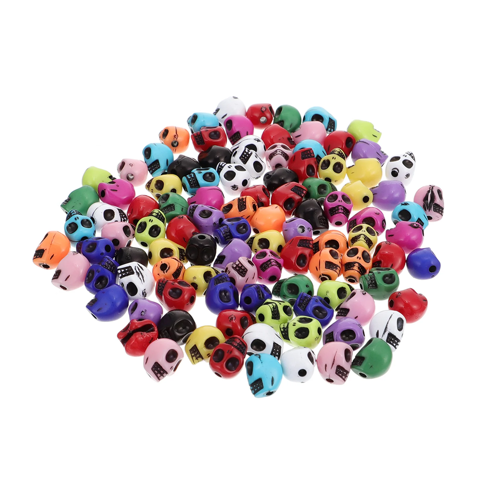

100 PCS Skull Beaded Jewelry Charm Halloween Beads Making Head Charms Jewellery DIY Accessories Colorful Bracelet Miss