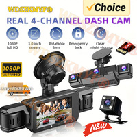 360° Car Dash Cam 4 Channels 1080P Car DVR 3/4 lens Video Recorder Front inside Rotatable and Rear View Night Vision Black Box