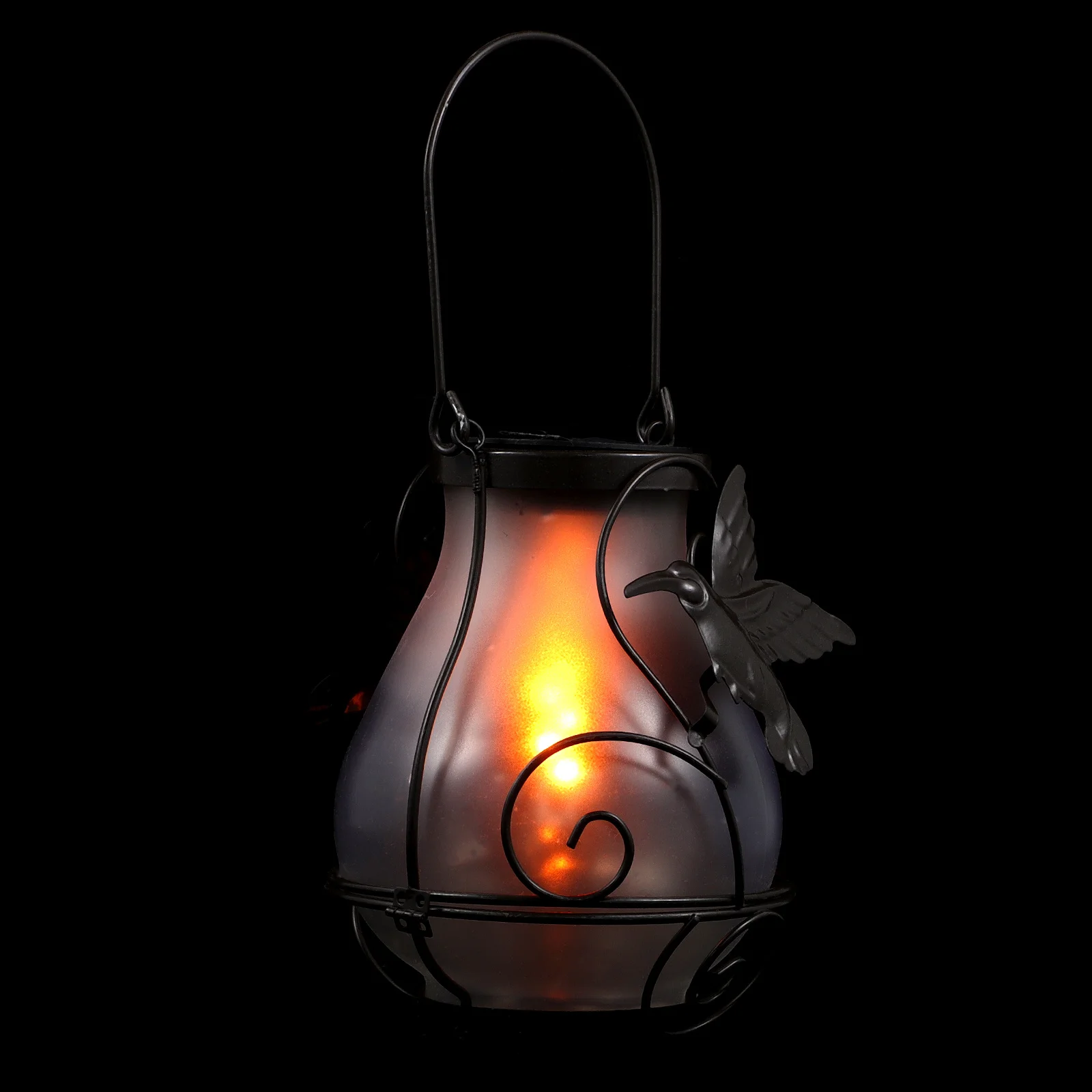 1 قطعة ضوء الشمس فراشة ديكور فانوس معلق حديقة في الهواء الطلق تعمل بالطاقة الشمسية الحديد الزجاج مصباح بعمود قلادة الخفيفة #2