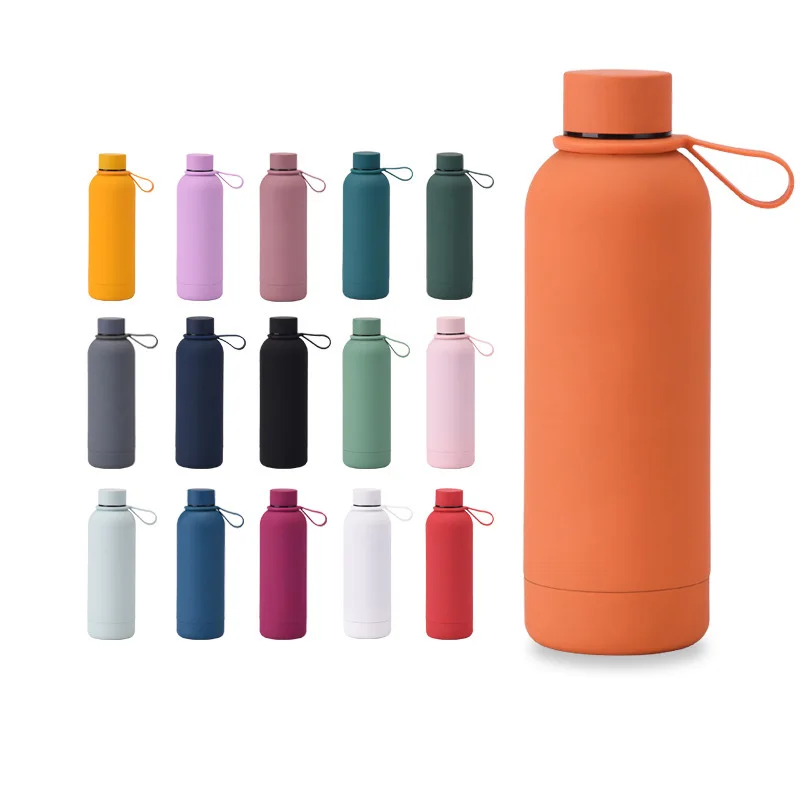 500ML Stainless Steel Thermos Vacuum Flasks Portable Outdoor Sports Water Bottle With Silicone Handle Coffee Mug Cup