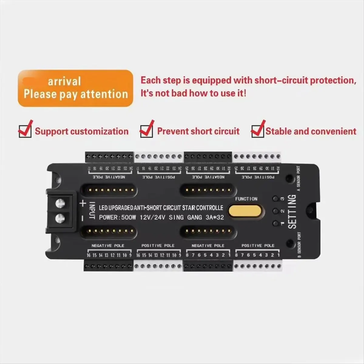 A76KBG! PIR LED Motion Sensor Light Strip Stair 32 Channel Controller for Indoor Motion Night Light 12V/24V Flexible Strip