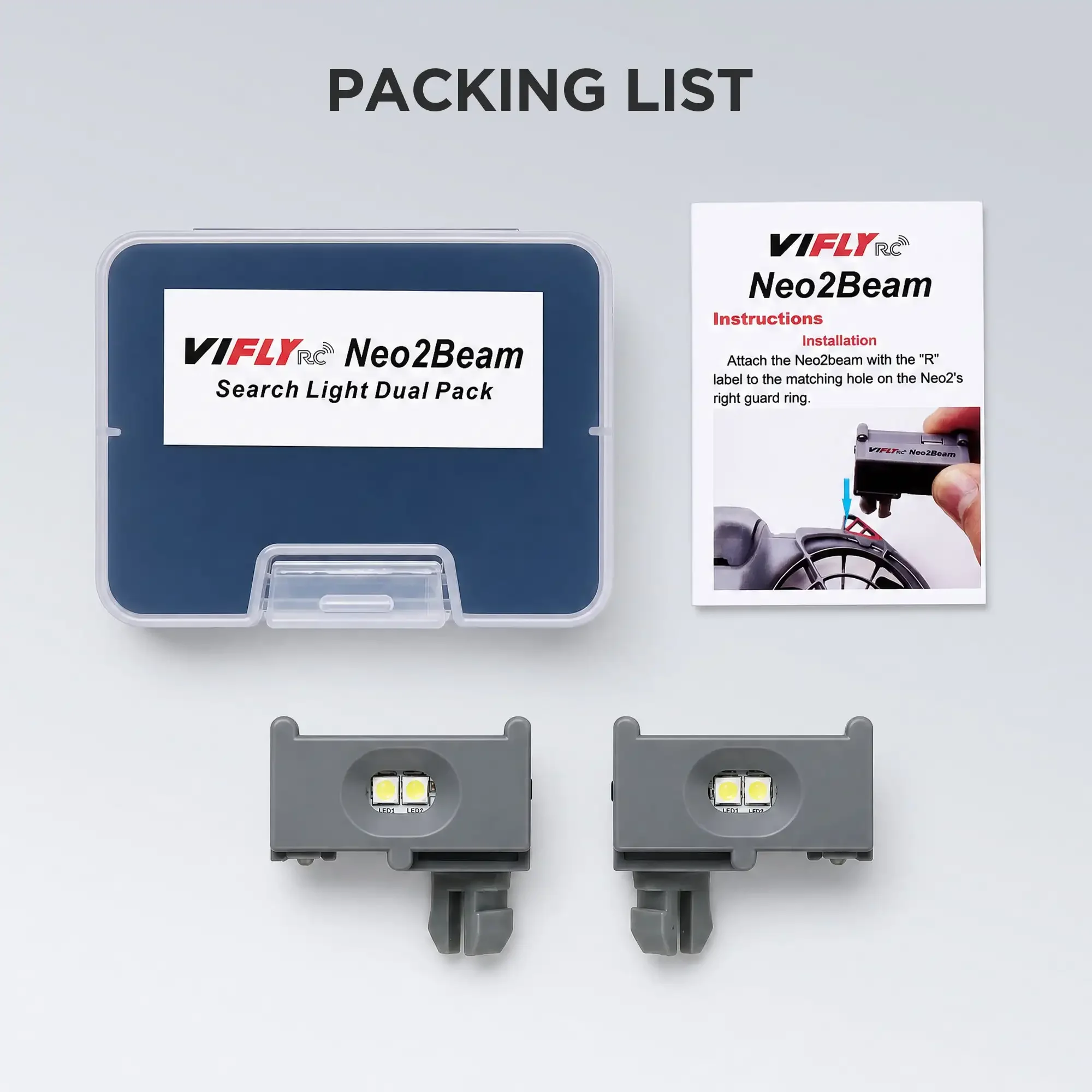 VIFLY Neo2Beam LED Headlight for DJI Neo2, Assist Position Sensor for Night Flying
