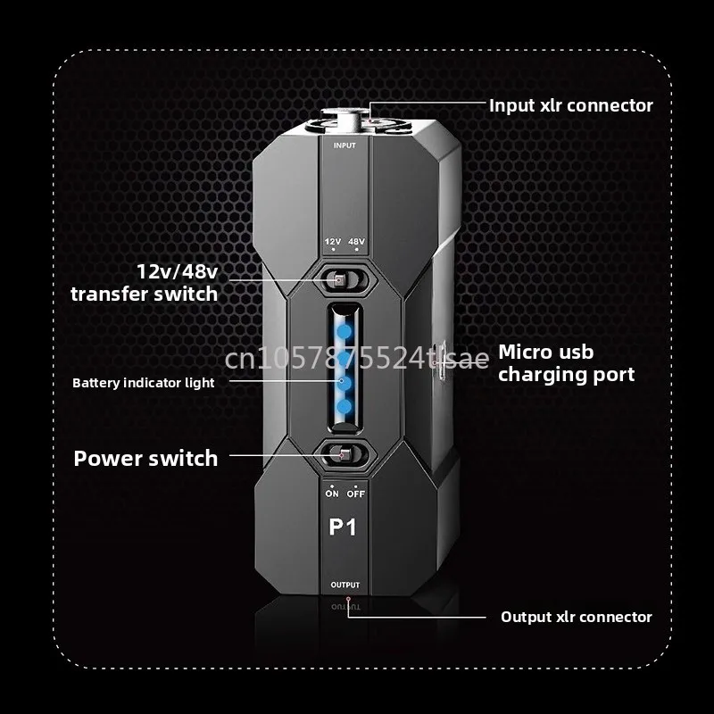P1 Portable Phantom Power Condenser Mai 48v 12v Single Channel Microphone Power Charger