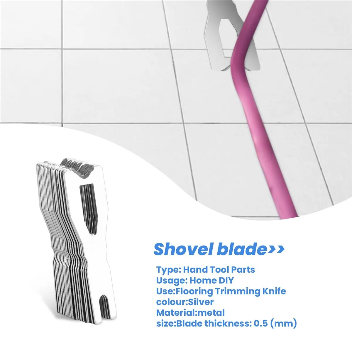 #92I 20Pcs Blades for Vinyl Flooring Trimming Skiving Knife Shovel Blade,Trimming Skiving Knife,(metal)