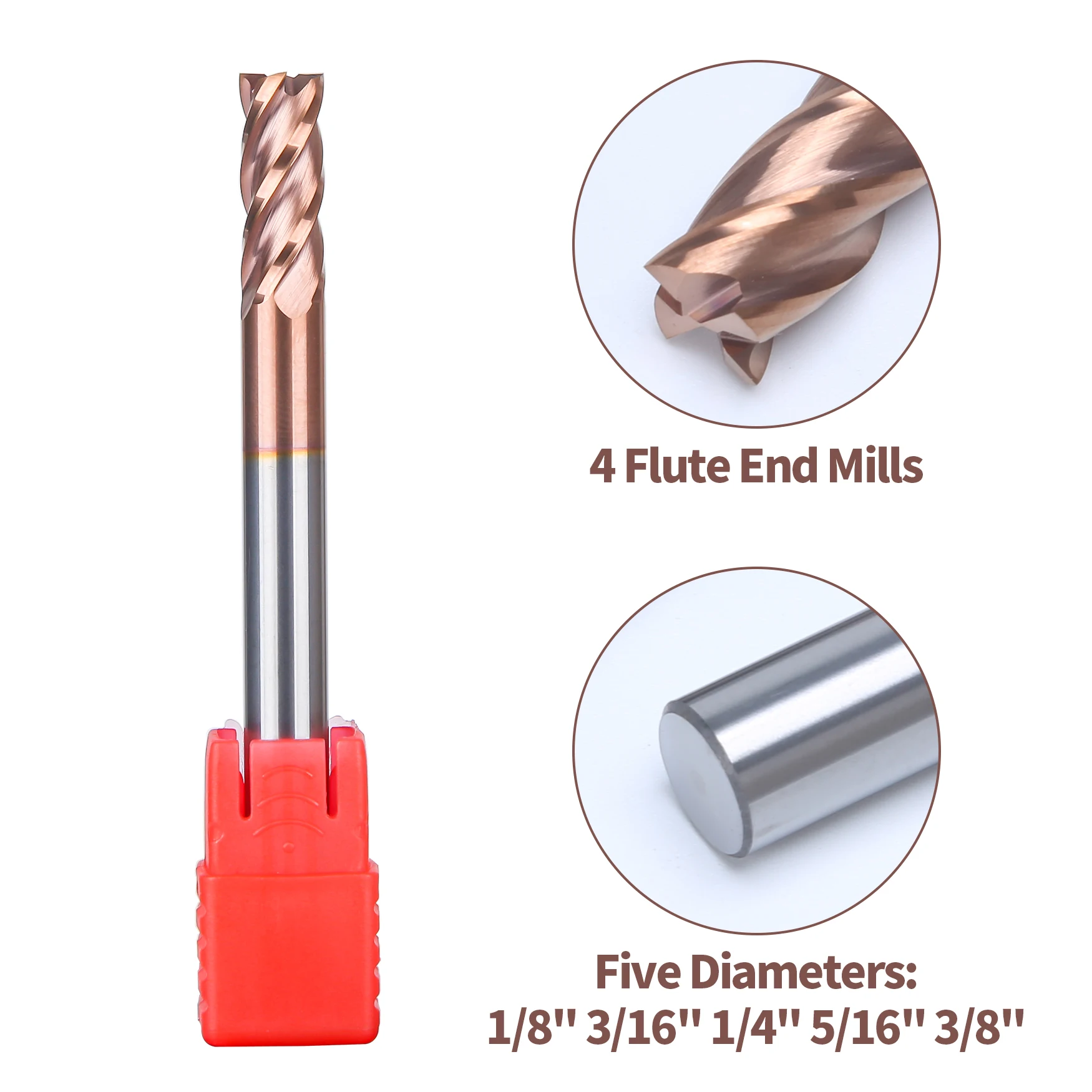 LIDIAO 1/5PCS Carbide End Mill Helix 4 Flutes HRC55 CNC Milling Cutter Set Machining Tools for Wood Aluminum Steel Titanium