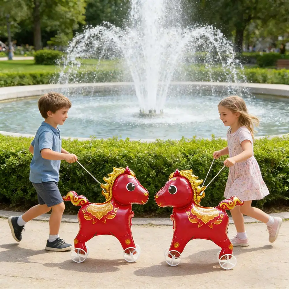 Walking Animal Foil Balloons With Wheels Pig Horse Duck Panda Chicken Pet Balloons For Kids Birthday Party Decorations view 6