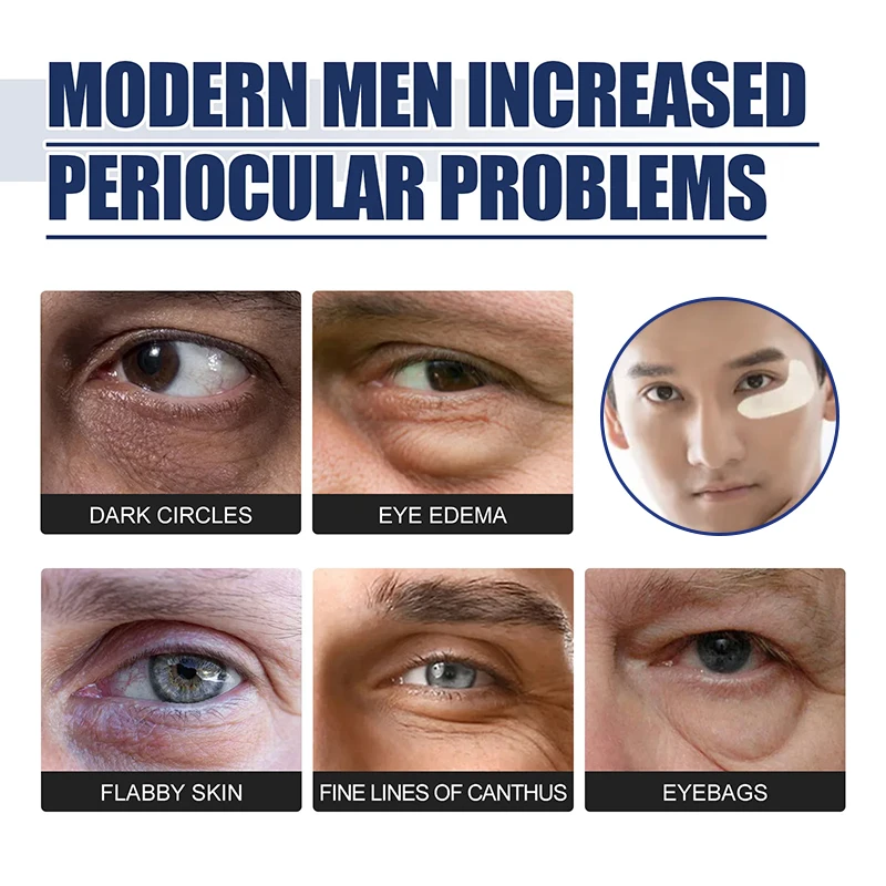 50Pcs Men Eye Mask Anti-Wrinkle Fades Fine Lines Anti Dark Circles Remove Eye Bag Lifting Firming Moisturizing Care Eyes Patches