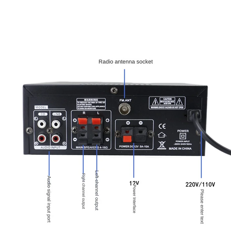 1200W 220V Bluetooth Amplificador Hifi Digitale Versterker 33bt Stereo Led Digitale Audio Versterker Aux Fm Radio Eu Plug