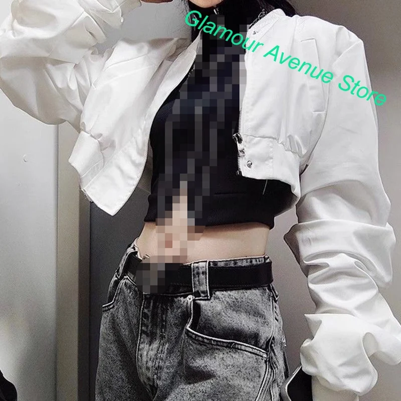 American retro spice girl solid color coat women's spring and autumn new fashion sweet and cool slim wild trend casual top.
