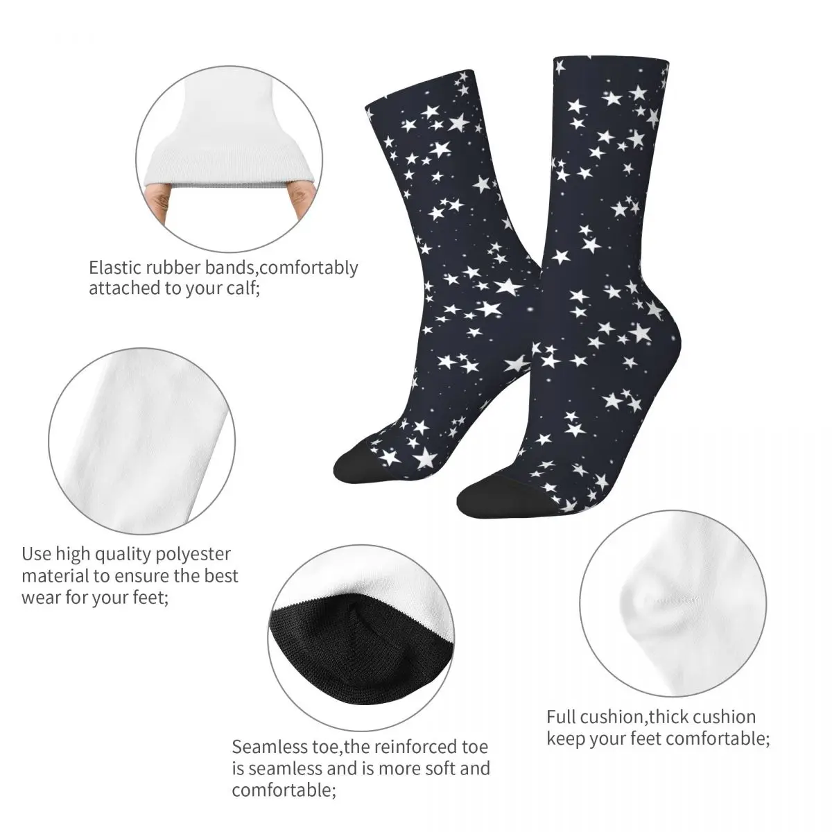 Stars Starry Sky Socks Men's Women's Polyester Funny Happy Socks Hip Hop Spring Summer Autumn Winter Socks Gift