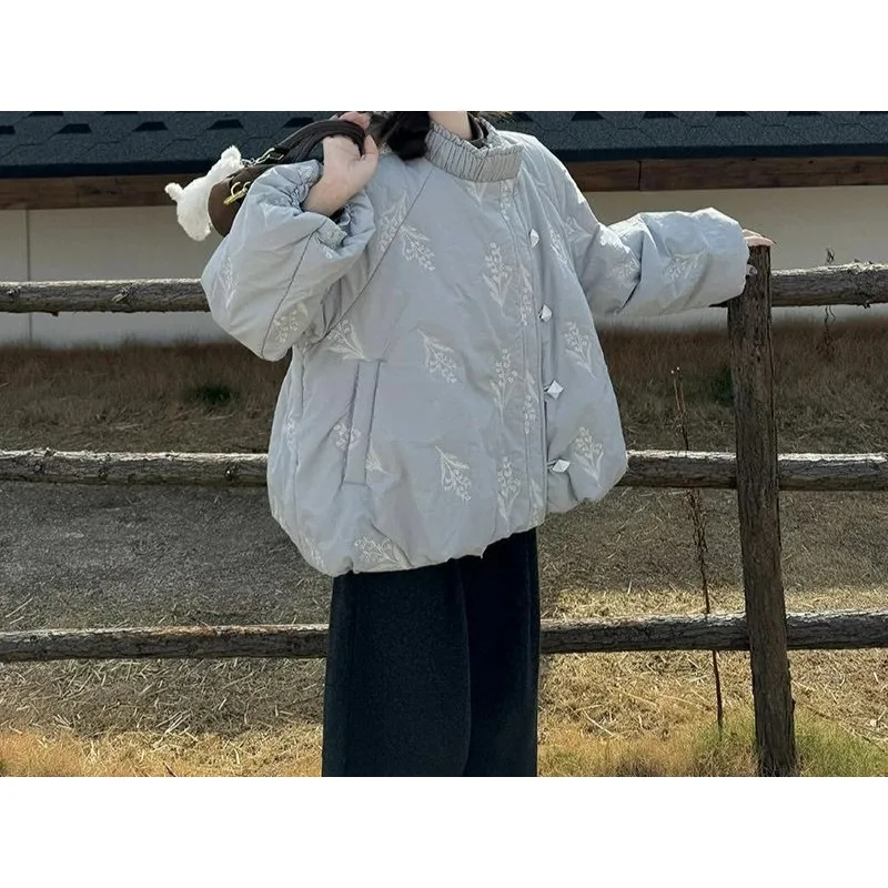 Sweet Single Breasted Cotton Jacket for Women in Winter 2025 New High-end and Thickened Warm Cotton Jacket