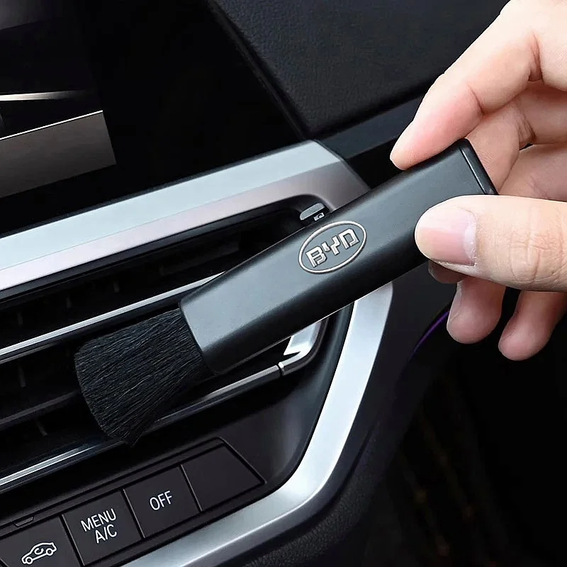 BYD Logo Retractable Mini Soft Cleaning Brush For Atto 3 Seal Dolphin Han Tang Song Yuan Car Air Outlet Interior Detailing Trim