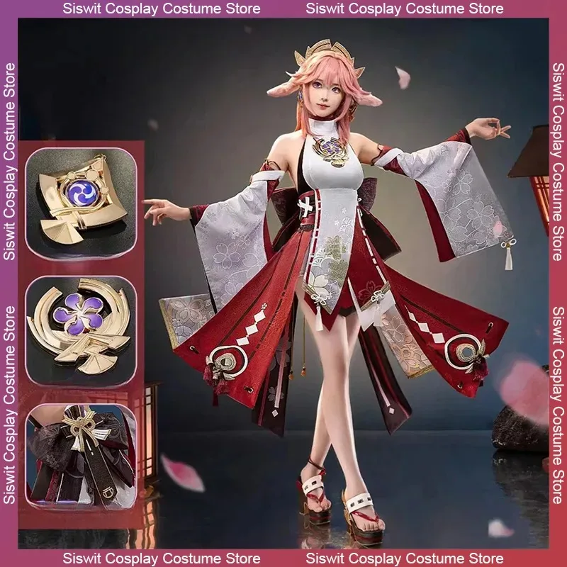 

Game Genshin Impact Yae Miko Cosplay Costume Uniform Prop Accessories Shoes Full Set Party Anime Carnival Dress Up Women