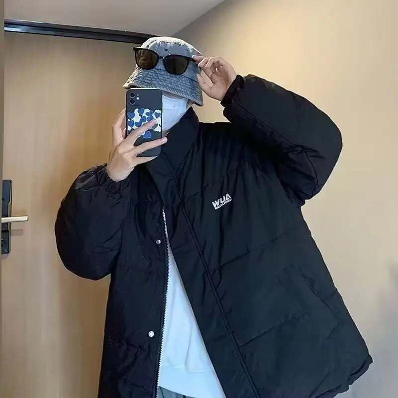 

Men's Winter Thiened Fce Lined Bread Coat Cotton Jaet Hip Hop Sle Simple Faionable Daily Wear Warm Polyester Fiber