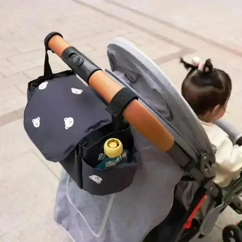 Korea Bear Mommy Bag Baby Stroller Bag Pram Organizer Cartoon Bottle Holder Baby Stroller Accessories Hanging Caddy Storage Bag