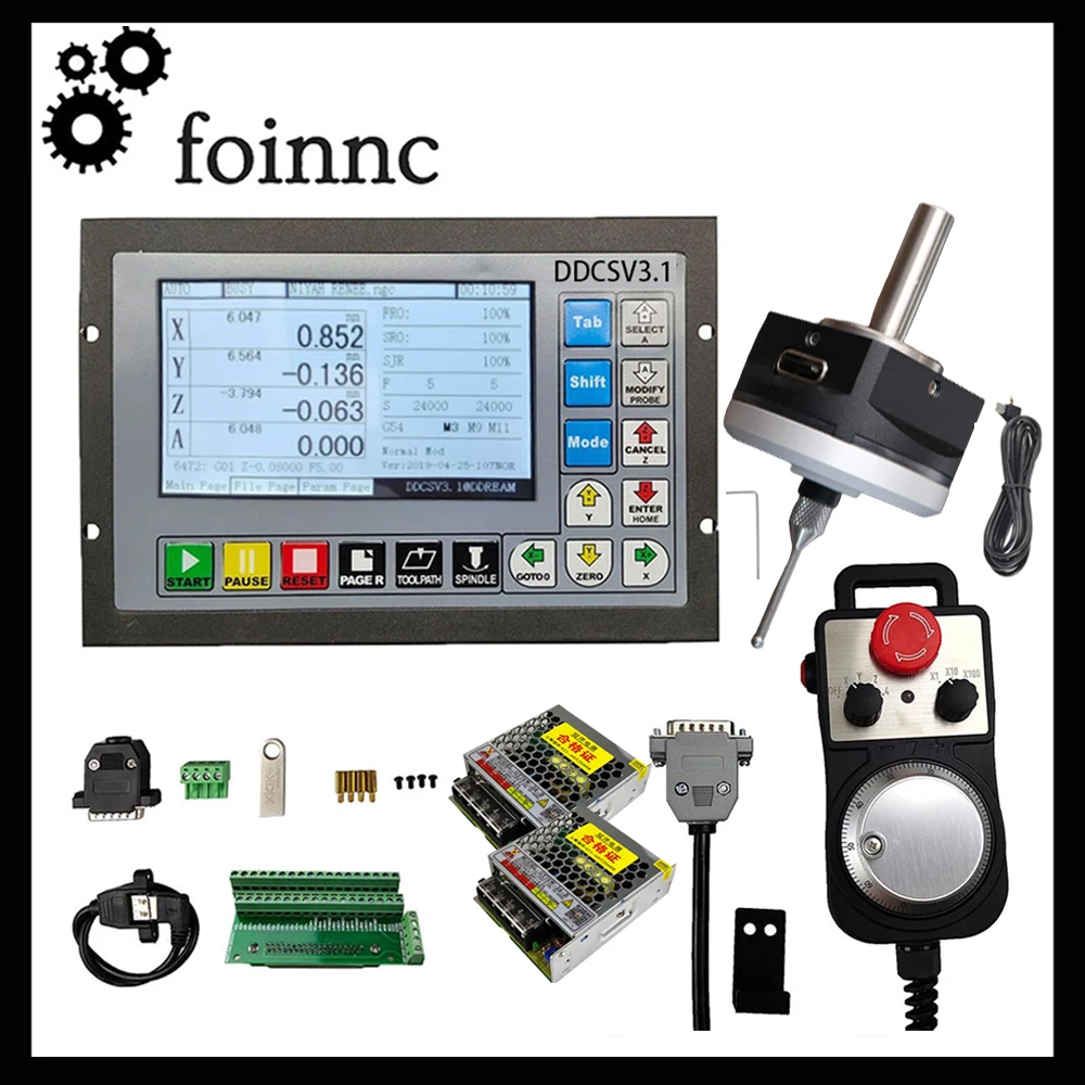 

Ddcsv3.1cnc Offline Controller Kit 3 Axis/4 Axis Usb Interface + V6 Anti-roll 3d Touch Probe Edge Finder Mpg And 75w24v