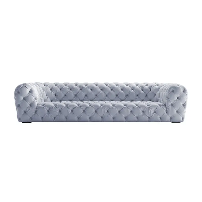 

Italian matte leather sofa living room simple buckle model room sales department cafe casual straight sofa