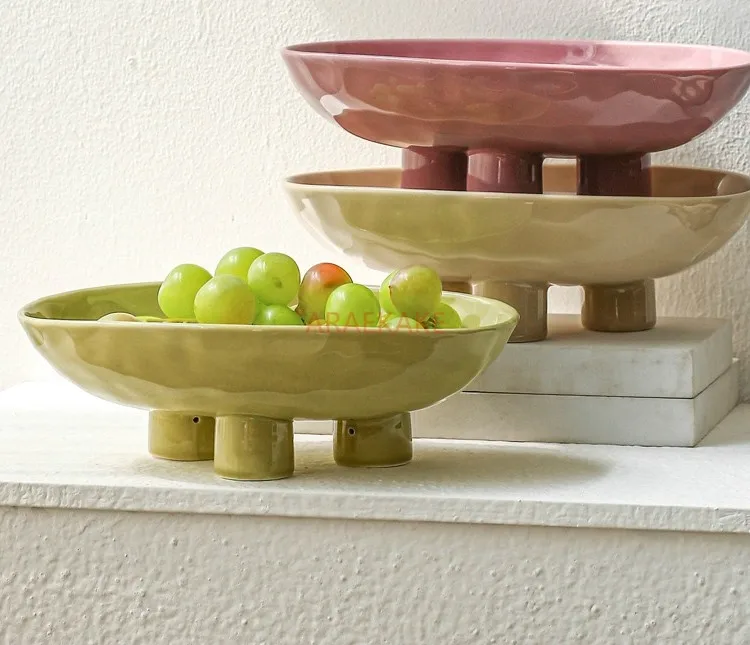 Ceramic fruit tray Candy tray Dry fruit inventory Heart tray Living room Tea table Fruit basket Snack tray