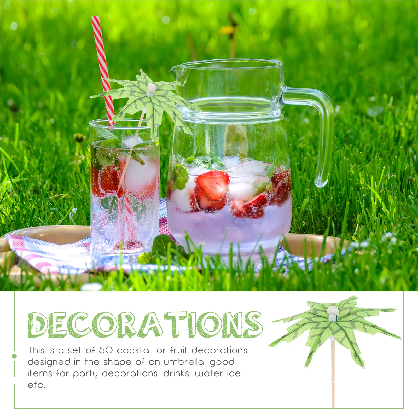 

50Pcs Creative Cocktail Picks Disposable Food Sticks for Party Appetizer Fruit Decoration Coconut-Tree Umbrella Picks