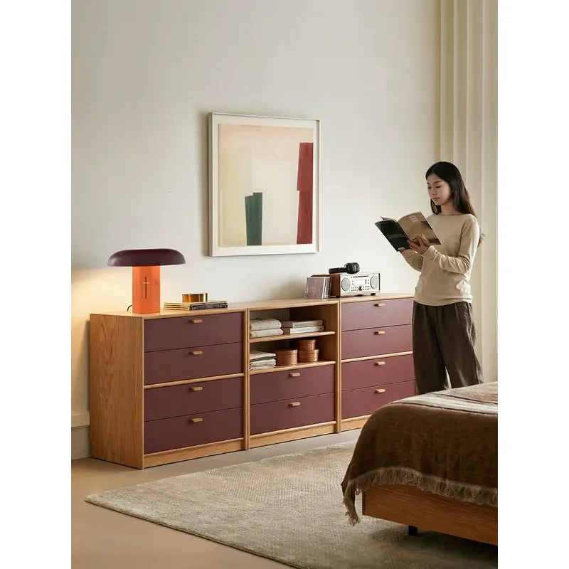 Aalto Style Mid Century Modern Modular TV Cabinet Solid Wood Storage Unit for Living Room and Study Free Combination Design