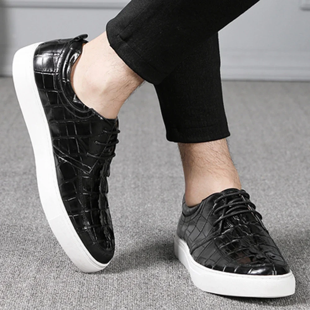 hulangzhishi new men crocodile leather sheos male leisure shoes casual  shoes crocodile tail skin male view 3