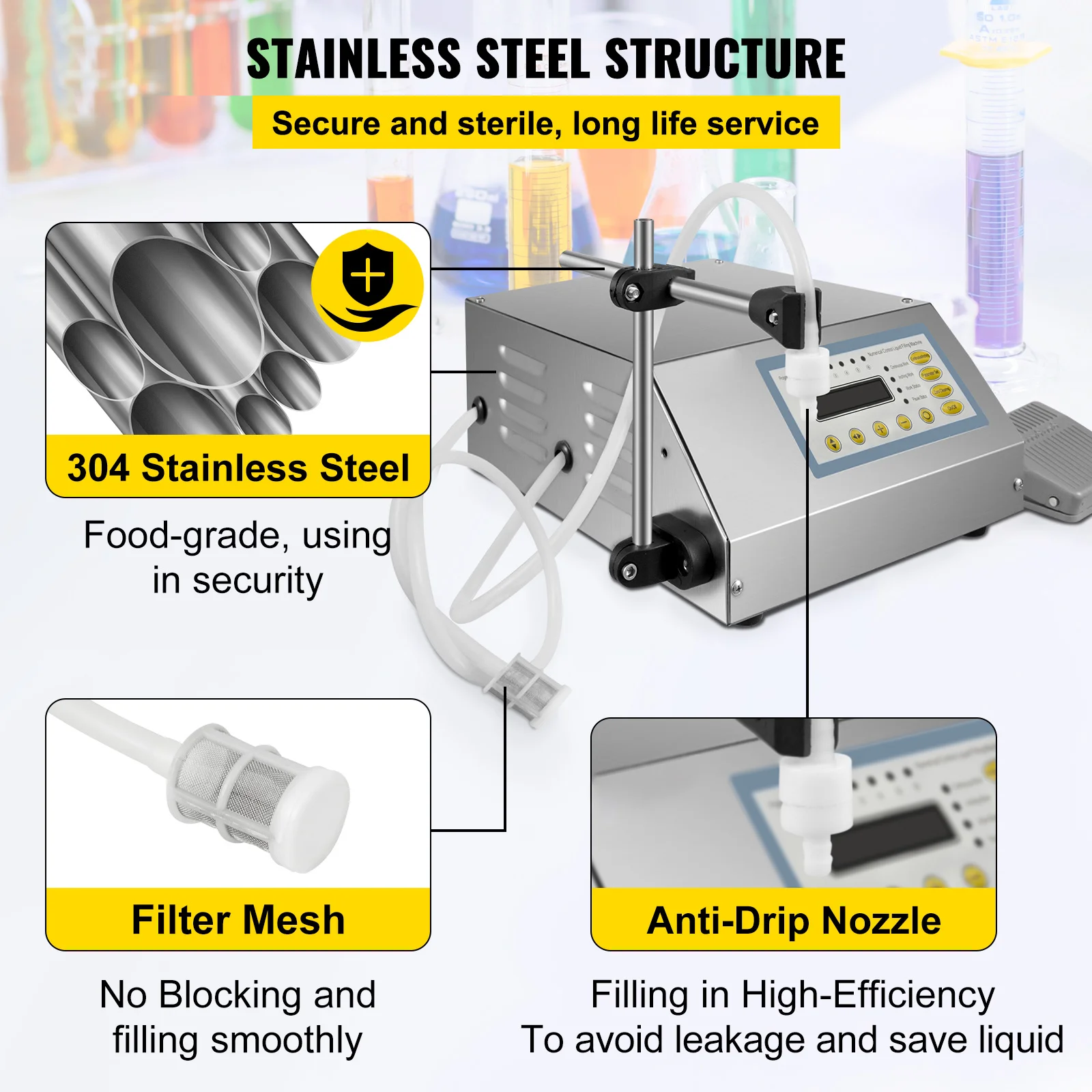 آلة تعبئة السوائل SucceBuy 5-3500 مل GFK160 التحكم الرقمي شرب الماء العطور مستحضرات التجميل عصير الحليب حشو الزجاجات الصغيرة